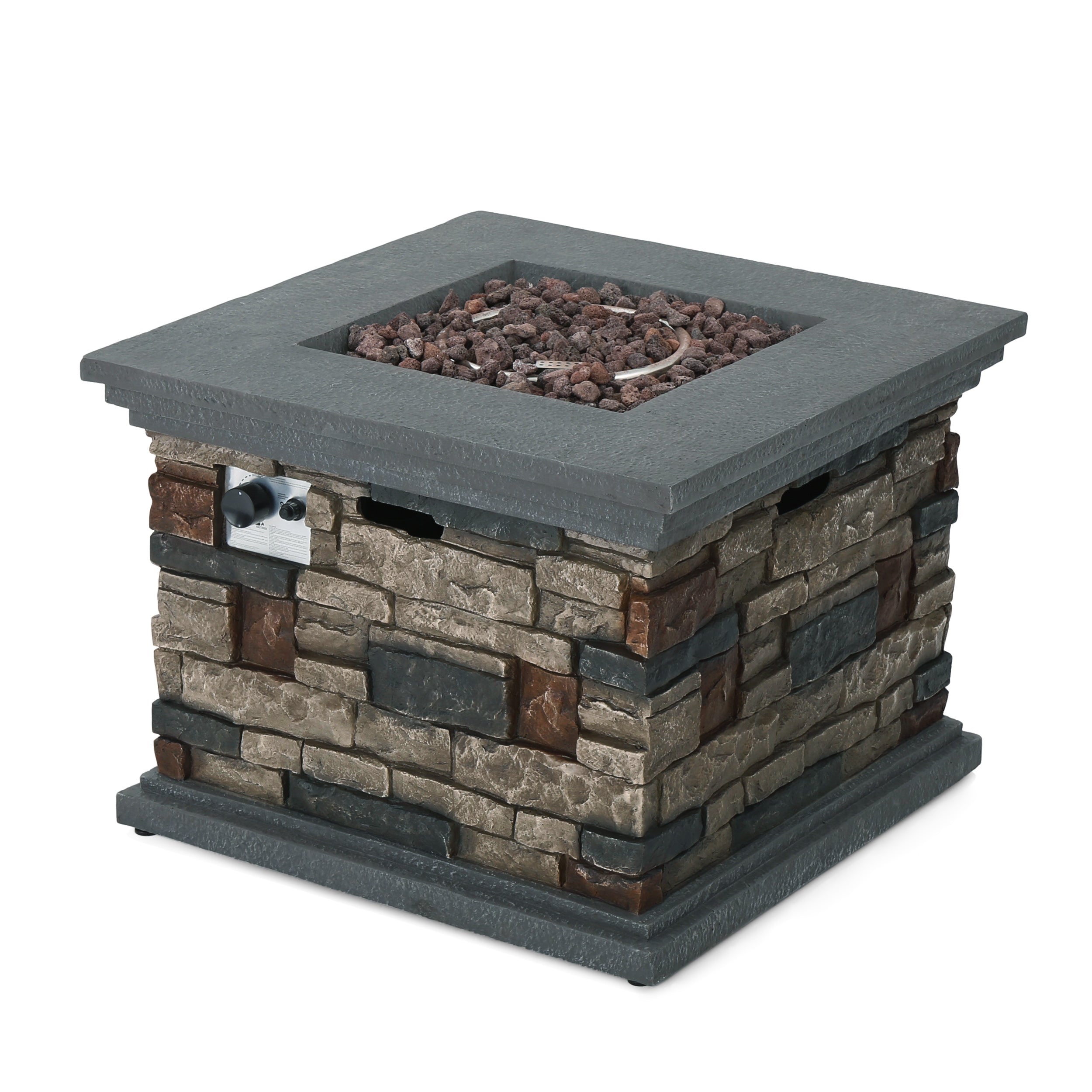 Crawford Outdoor Square Liquid Propane Fire Pit with Lava Rocks