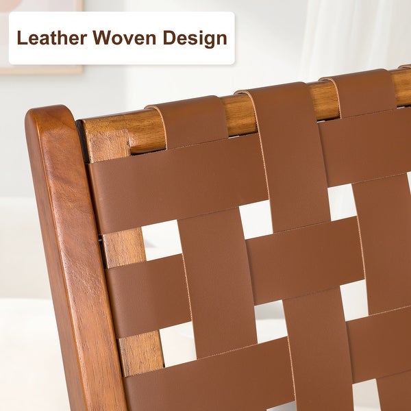 Woven Leather Accent Chair Lounge Chair for Living Room Bedroom Balcony Patio Indoor