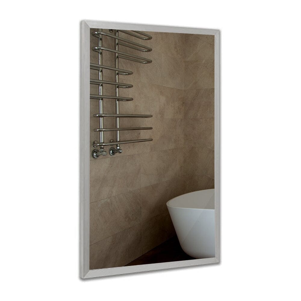 Commercial Restroom Brushed Metal Rectangular Mirror