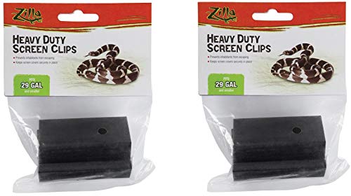 (2 Pack) Zilla Reptile Terrarium Covers Heavy Duty Screen Clips， Small 5-29 Gallons - 2 Clips Each