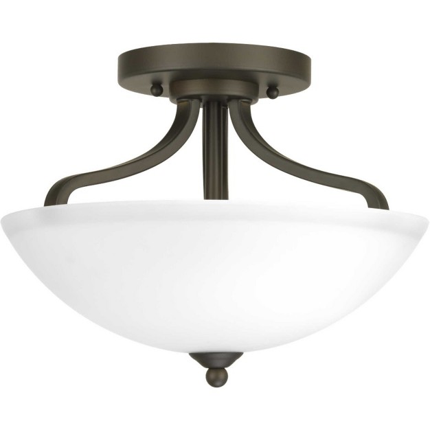 Progress Lighting Laird 2 light Semi flush Mount Ceiling Light Antique Bronze Glass Shade