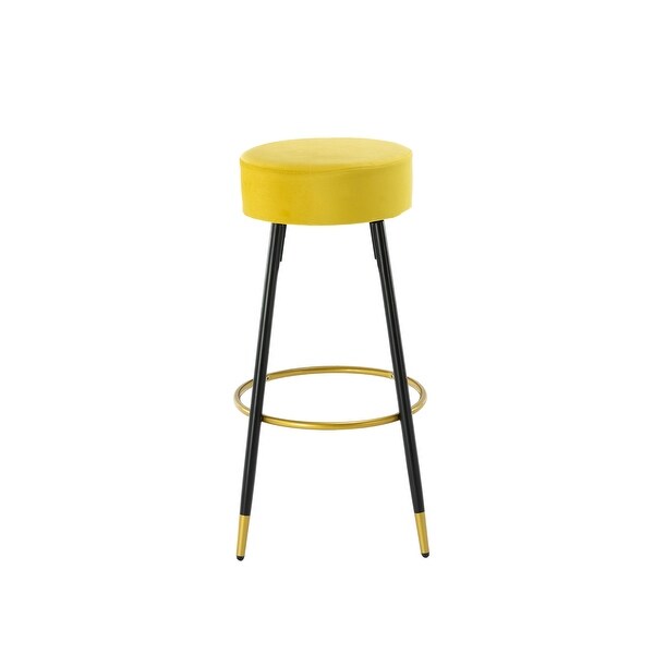 Modern Set of 2 Counter Height Bar Stools with Golden Footrest