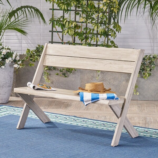 Eaglewood Outdoor Live Edge Acacia Wood Bench by Christopher Knight Home