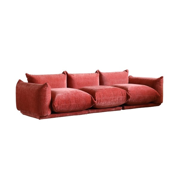 3 Seat Chenille Fabric Sectional Sofa with Ottoman