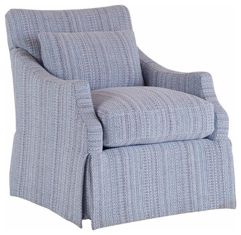 Maklaine Coastal Margaux Swivel Glider Fabric Chair in Blue Finish   Transitional   Armchairs And Accent Chairs   by Homesquare  Houzz