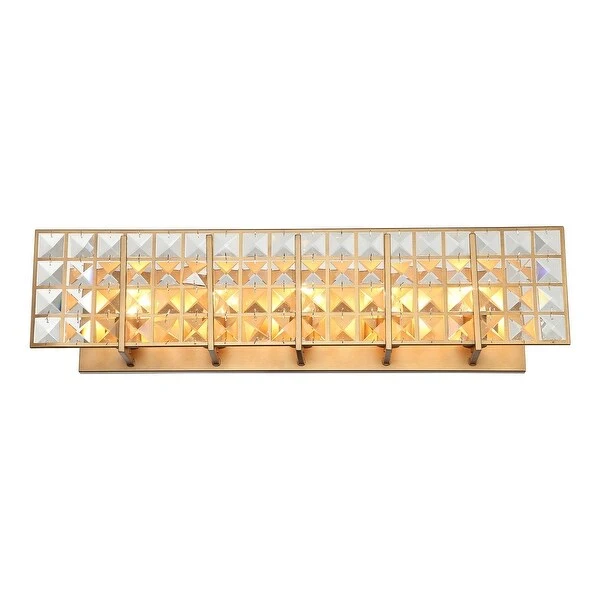 Modern Brass 5-Light Crystal Bath Vanity Lighting Wall Sconce