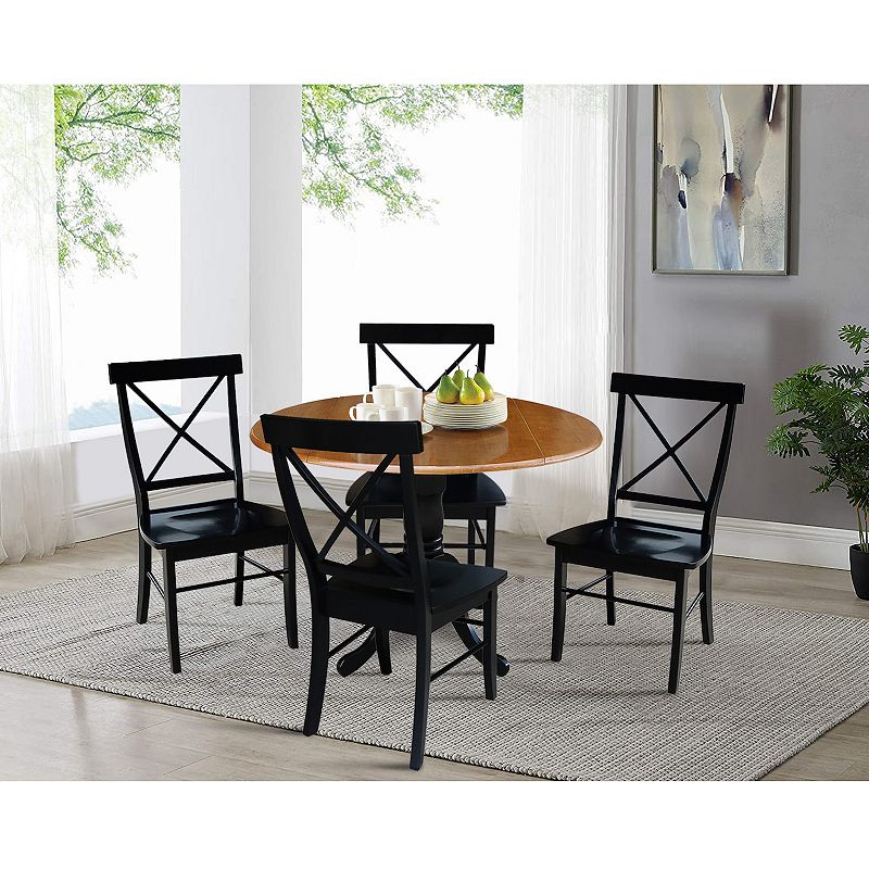 International Concepts 2-Side Drop Leaf Dining Table and Chair 5-piece Set