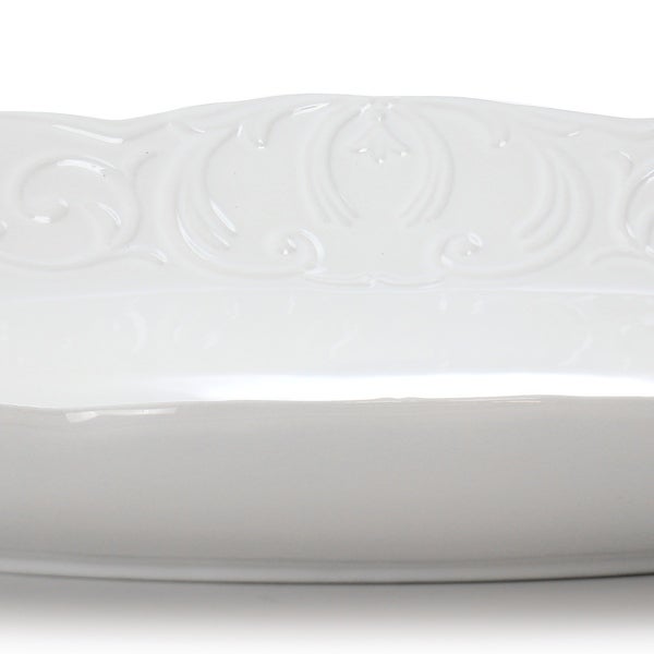 18.75 x 14 Inch Durastone Oval Platter in White