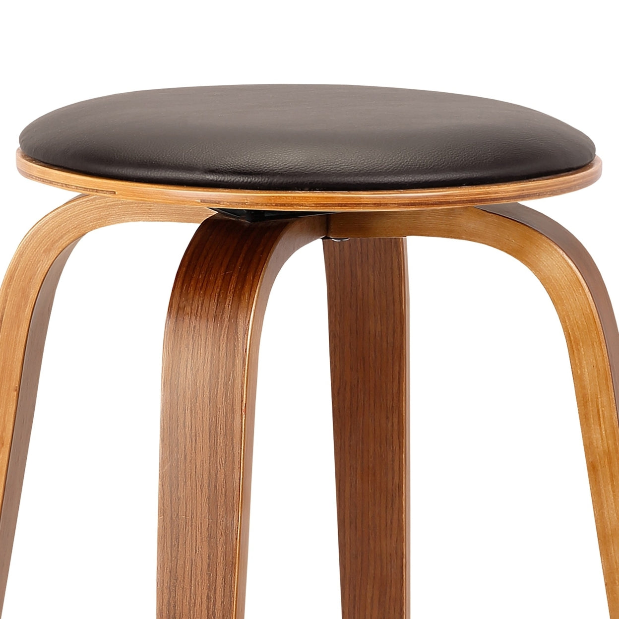 Round Leatherette Wooden Barstool with Flared Legs， Brown- Saltoro Sherpi