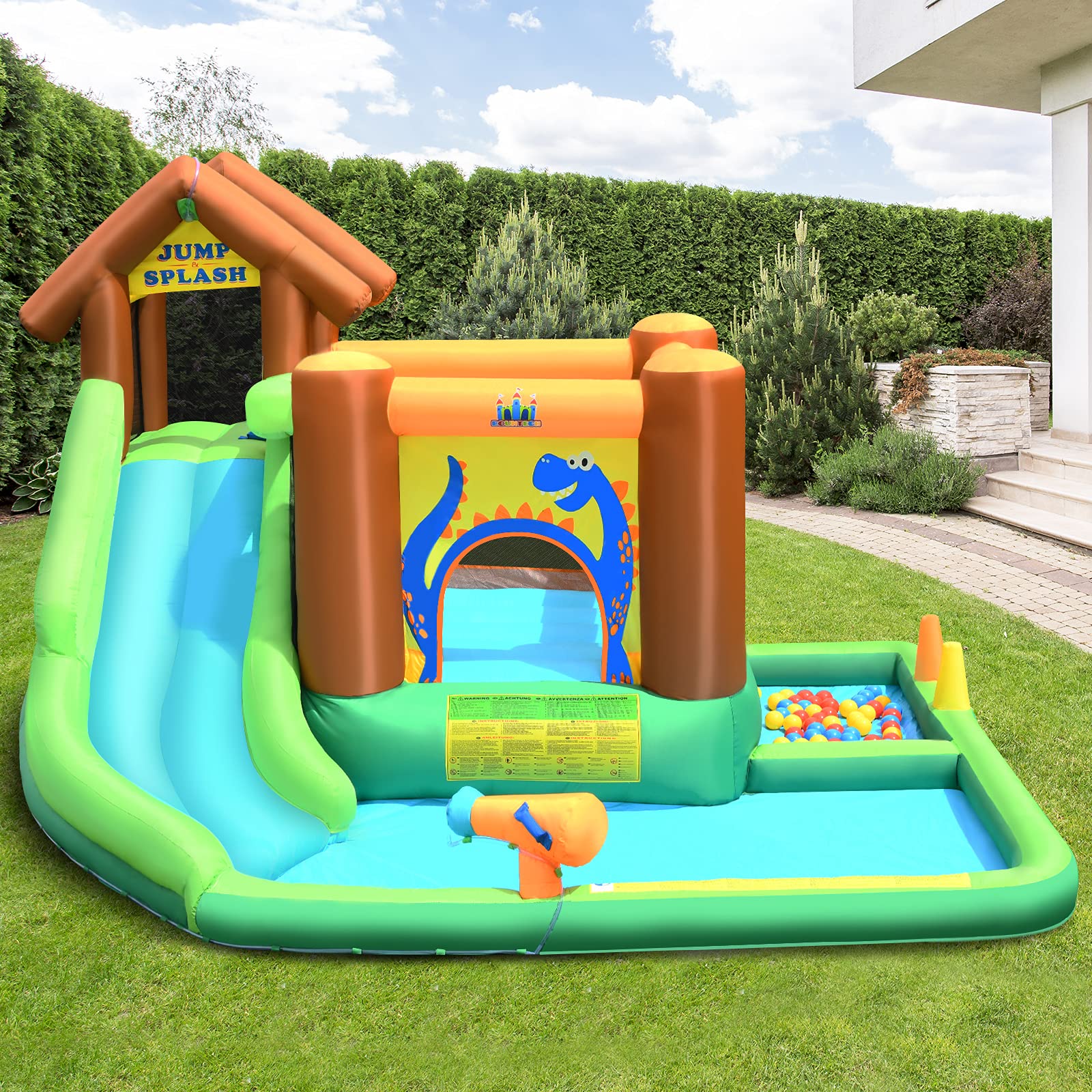 BOUNTECH Inflatable Water Slide, 6 in 1 Giant Water Park Bounce House Combo for Outdoor Fun