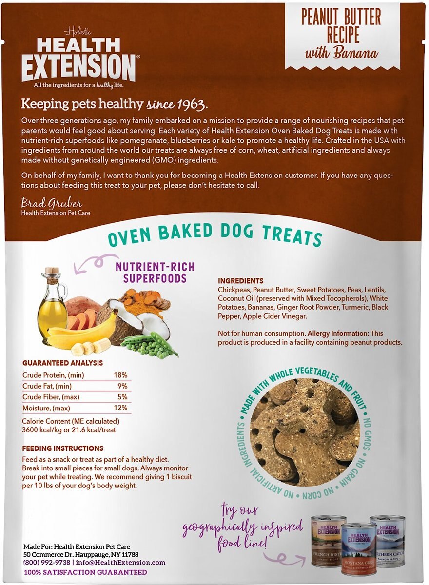 Health Extension Grain-Free Oven Baked Peanut Butter Recipe with Banana Dog Treats