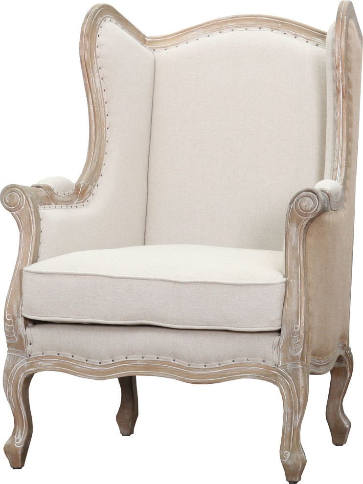 Guinevere Wingback Chair  Light Sand and Burlap   French Country   Armchairs And Accent Chairs   by HedgeApple  Houzz