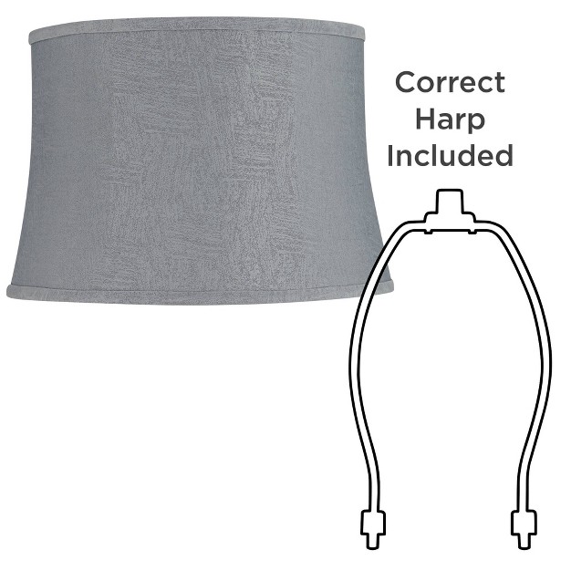 Top X 16 quot Bottom X 11 quot High X 11 quot Slant Lamp Shade Replacement Medium Balta Gray Drum Round Modern Fabric Softback Washer Harp Finial