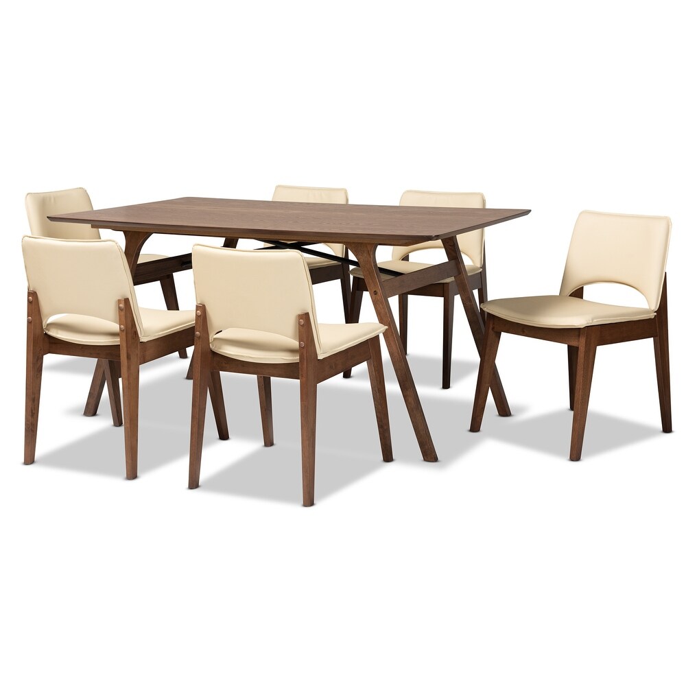 Afton Mid Century Modern 7 Piece Dining Set