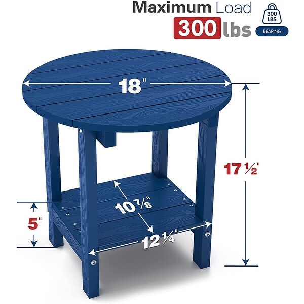 WINSOON All Weather HIPS Outdoor Round 2Tier Outdoor Side Tables Adirondack Tables