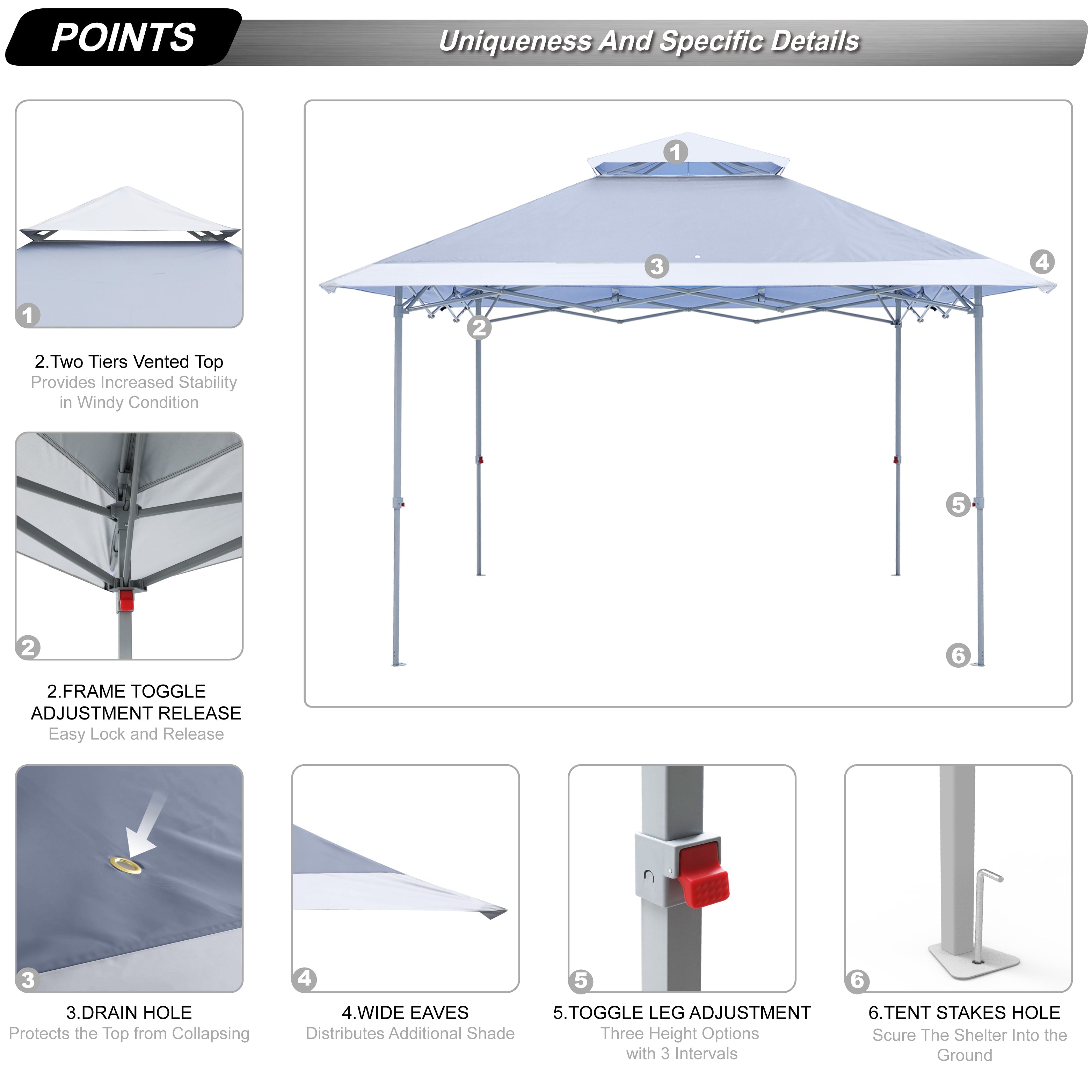 ABCCANOPY 13 ft x13 ft Outdoor Gazebo Pop up Sun Shade Canopy Tent, Gray