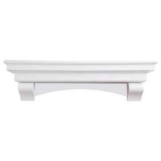 Dogberry Collections 48 in. White French Corbel Mantel Shelf m-fcor-4877-whit-none