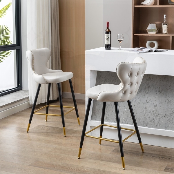 Set of 2 Bar Height Barstools with Backs