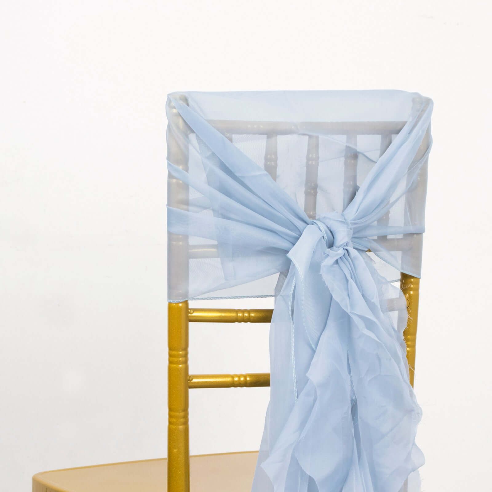 Dusty Blue Chiffon Curly Chair Sash