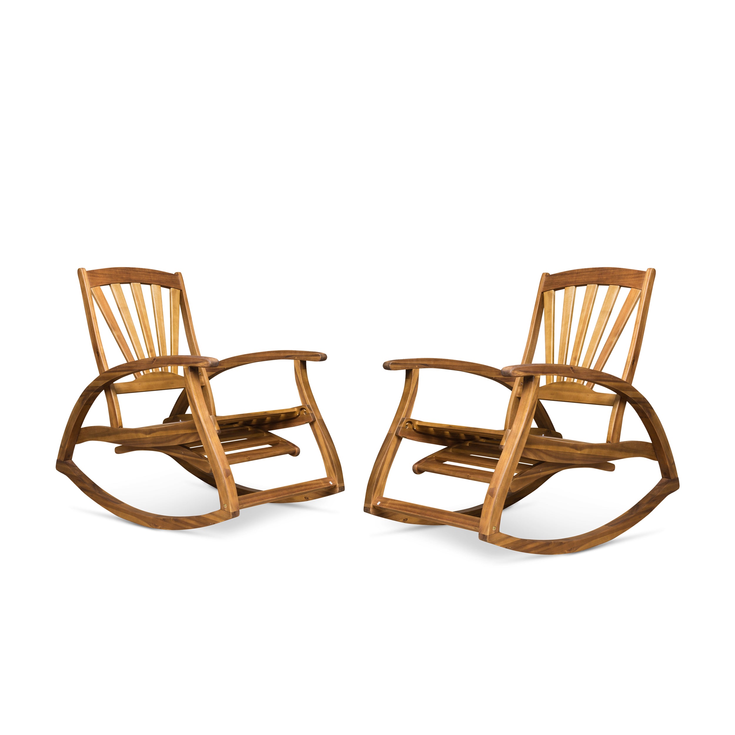 Lee Outdoor Rustic Acacia Wood Recliner Rocking Chairs (Set of 2)