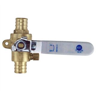 Apollo 34 in. Brass PEX-B Barb Ball Valve with Drain and Mounting Pad APXV34WD