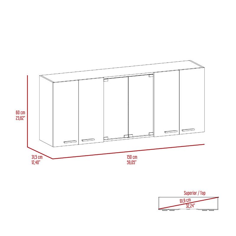 Yuma 150 Wall Cabinet， Two Close Cabinets， Two Open Shelves