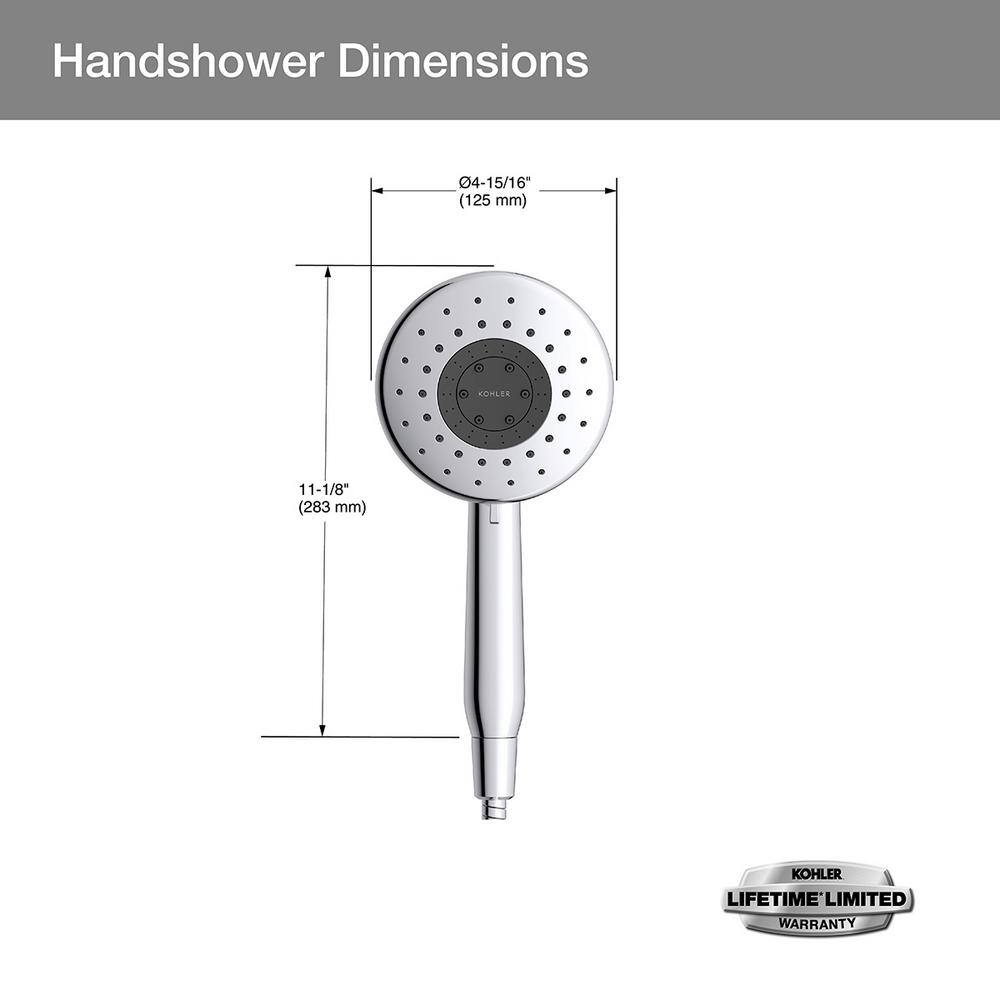 KOHLER Daisyfield 6-Spray 1.75 GPM 4.9375 in. Wall-Mount Handheld Shower Head in Polished Chrome K-R24611-G-CP