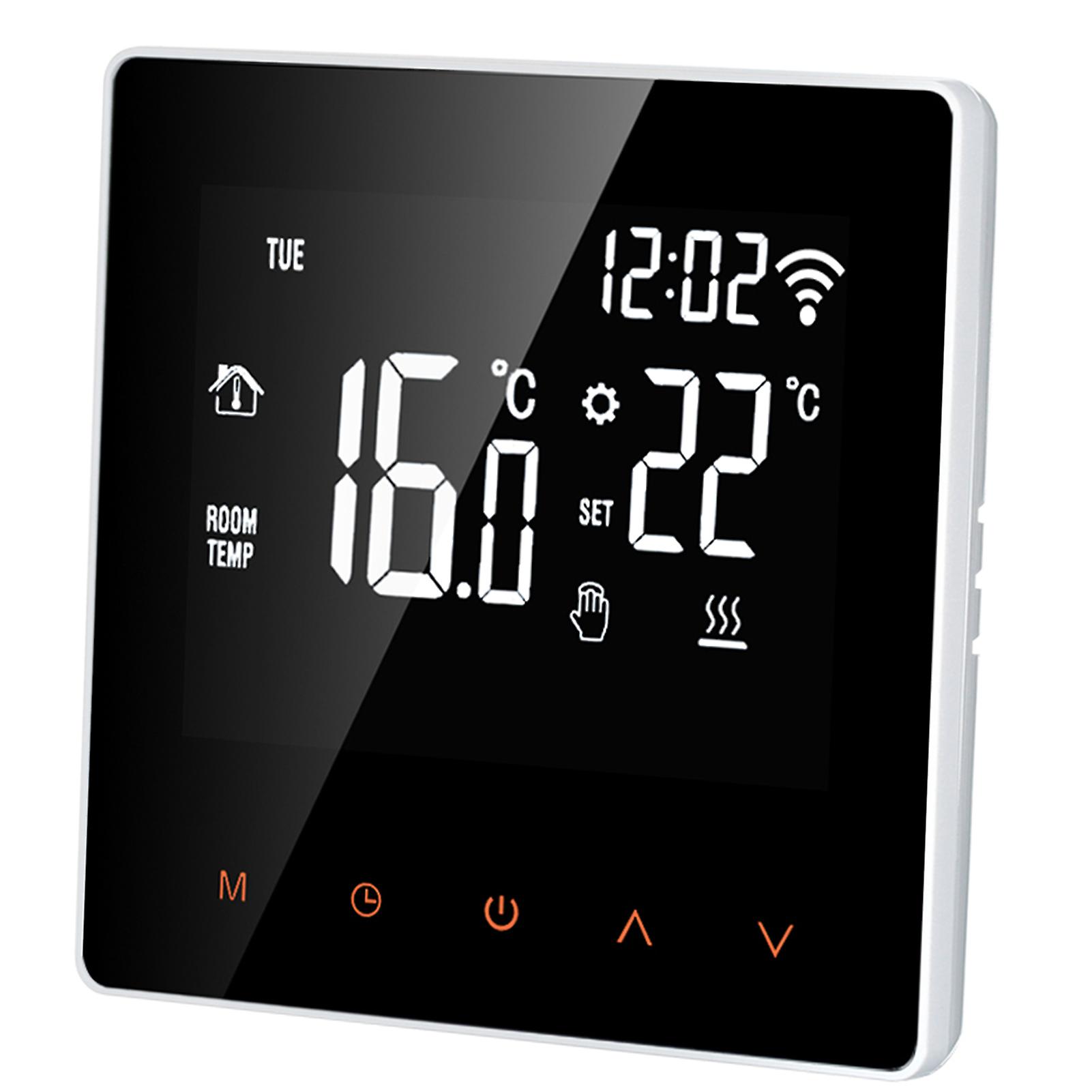 White Wi-fi Wi-fi Smart Thermostat Digital Temperature Controller App Control Lcd Display Touch Screen Week Programmable Electric Floor Heating Thermo