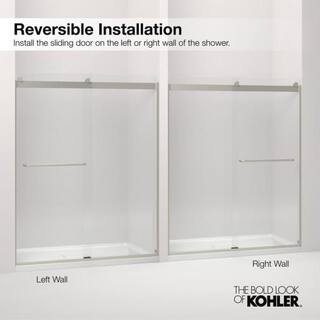 KOHLER Elate 59.625 in. W x 70.5 in. H Sliding Frameless Shower Door in Matte Black with Crystal Clear Glass K-707608-6L-BL