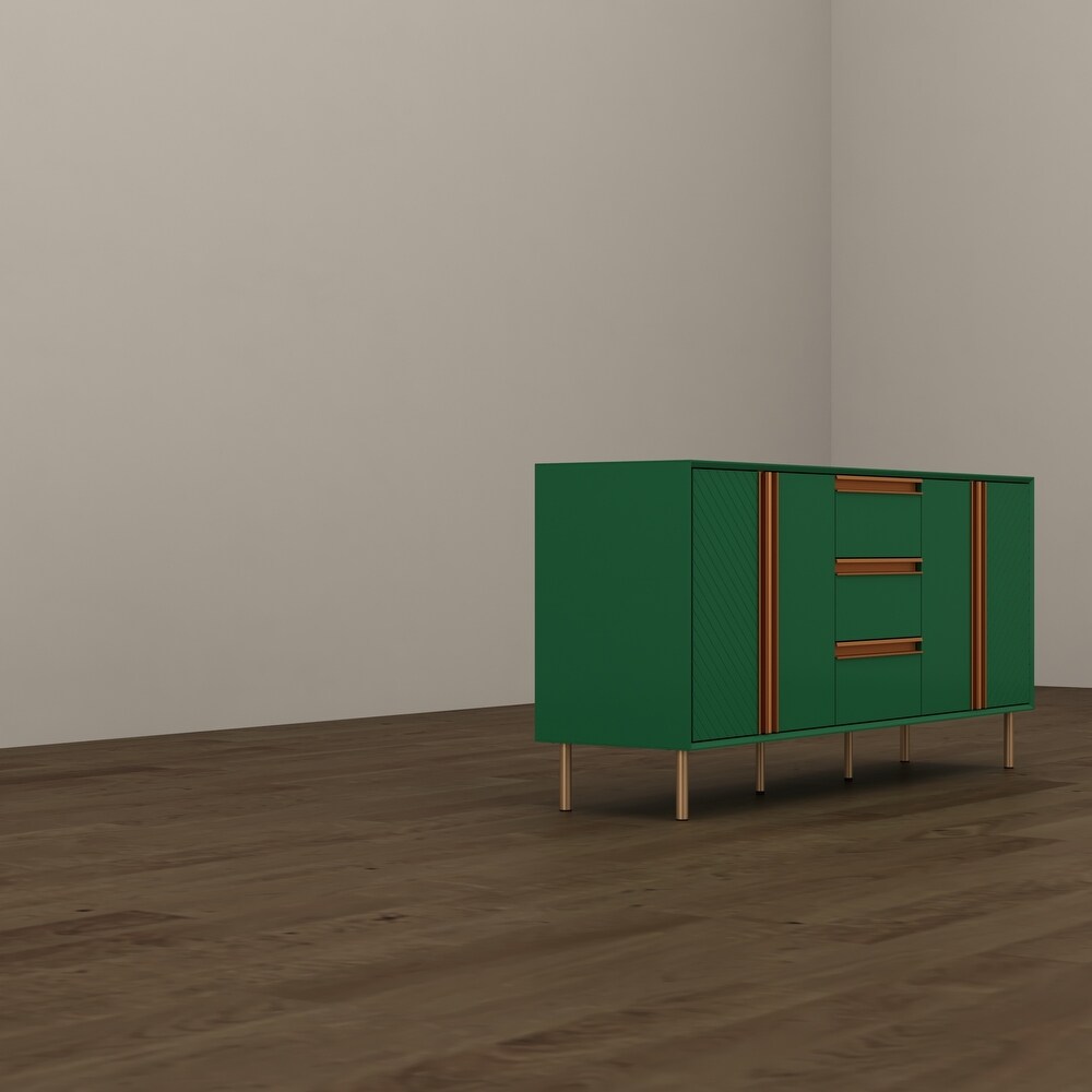 Sideboard Buffet Cabinet with Doors and Adjustable Shelf Emerald green   63\