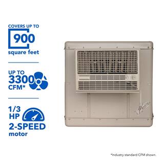 Champion Cooler 3300 CFM 2-Speed Window Evaporative Cooler for 900 sq. ft. (with Motor and Remote Control) RWC35