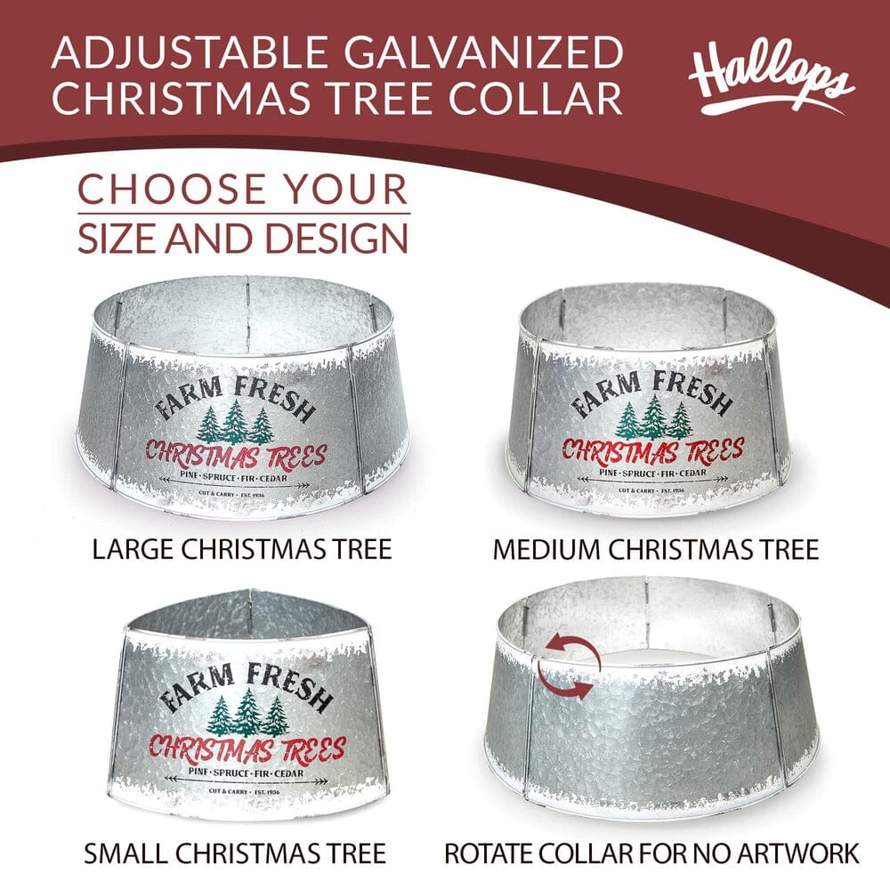 Galvanized Tree Collar - Large To Small Christmas Tree. Adjustable Metal Skirt