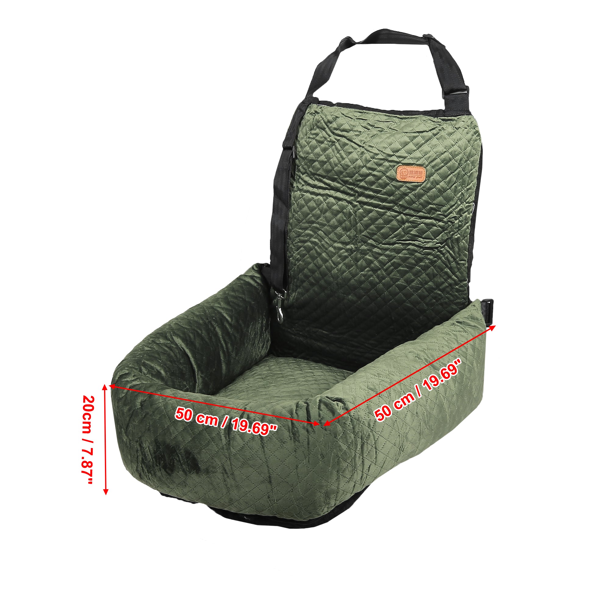 Unique Bargains Dog Car Seat Booster Seat Adjustable Straps for Medium Small Sized Puppy Cat Pets Travel Bed Green