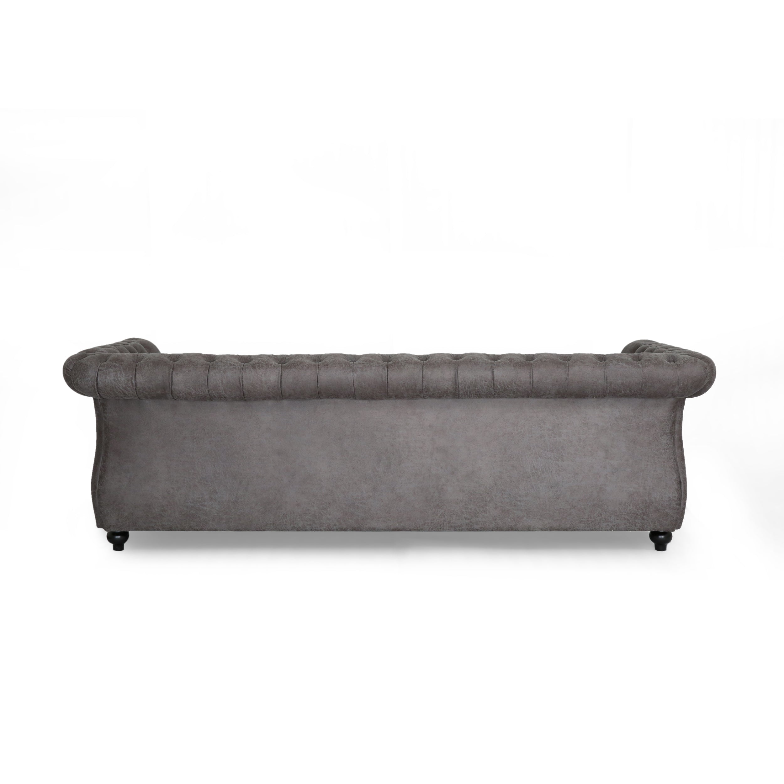 Vita Chesterfield Tufted Microfiber Sofa with Scroll Arms