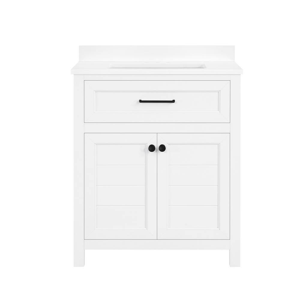 Home Decorators Collection Hanna 30 in. W x 19 in. D x 34.50 in. H Bath Vanity in White with White Cultured Marble Top Hanna 30W