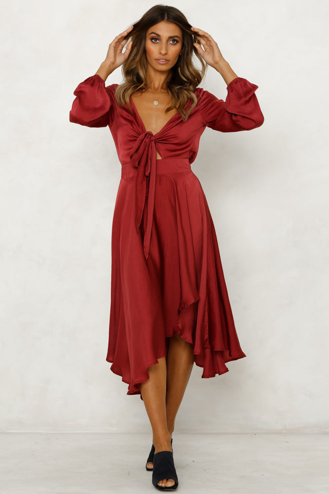 Nothing Without You Midi Dress Wine