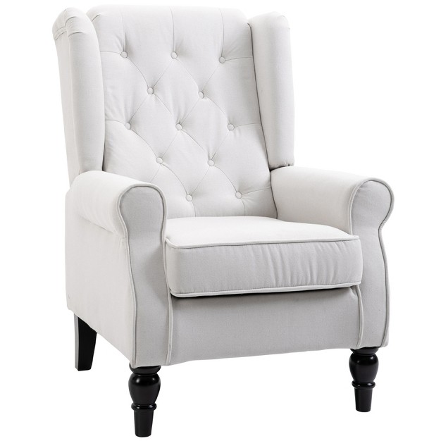 Homcom Button tufted Accent Chair With High Wingback Rounded Cushioned Armrests And Thick Padded Seat