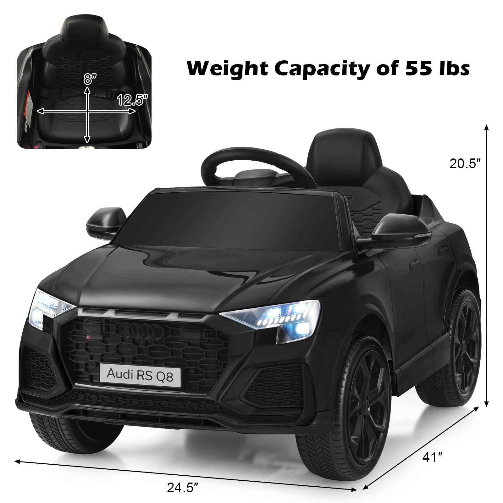 Costzon Ride on Car, 12V Licensed Audi Q8 Kids Cars to Drive w/ Remote Control