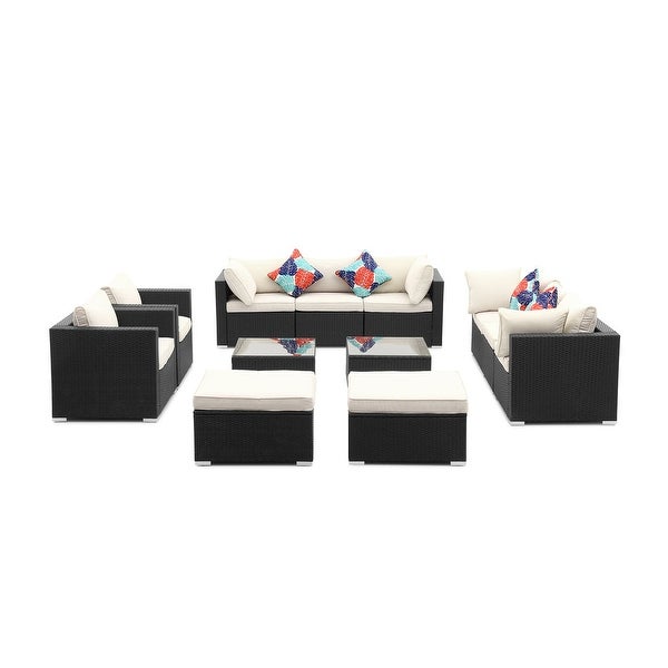 Zenova 12 Pcs Outdoor Patio Rattan Sofa Sectional Set - Overstock - 33151505