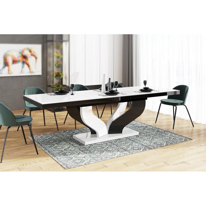 Strick   Bolton Britell Black/ White Extendable Dining Table