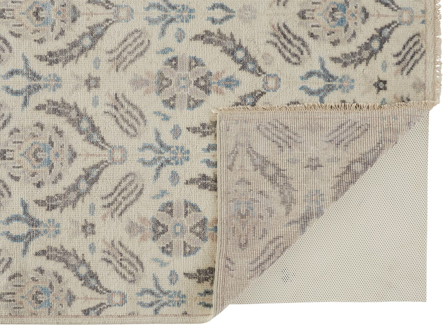 Bennet Hand Knotted Beige and Blue Rug by BD Fine