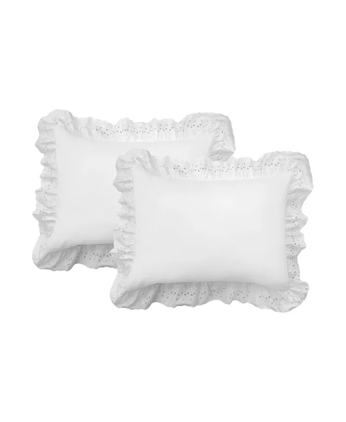 Levinsohn Textiles Fresh Idea Ruffled Eyelet King Pillow Sham 2-Pack