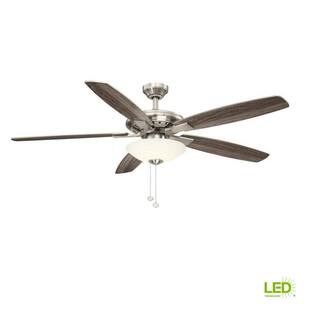 Hampton Bay Menage 56 in. Integrated LED Indoor Low Profile Brushed Nickel Ceiling Fan with Light Kit 14660