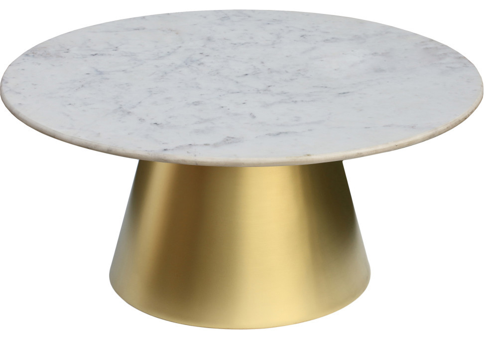 Sorrento Coffee Table  Marble Top  Brushed Gold Metal Base   Contemporary   Coffee Tables   by Meridian Furniture  Houzz