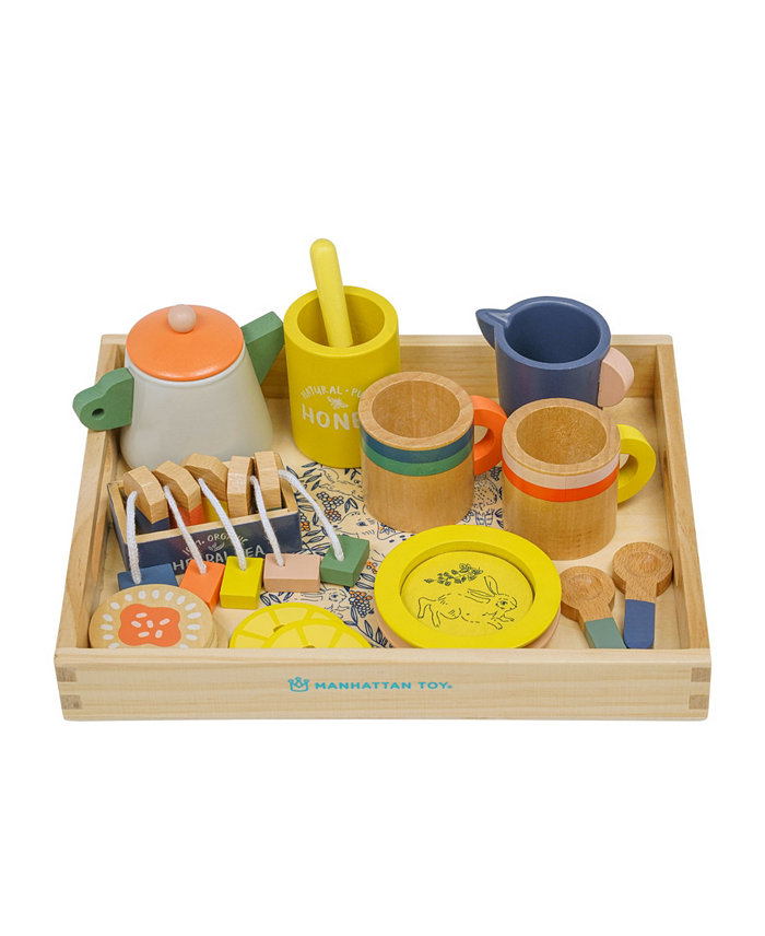 Manhattan Toy Company Flora Fauna Toddler  Kids Pretend Play Wooden Tea Set  23 Piece