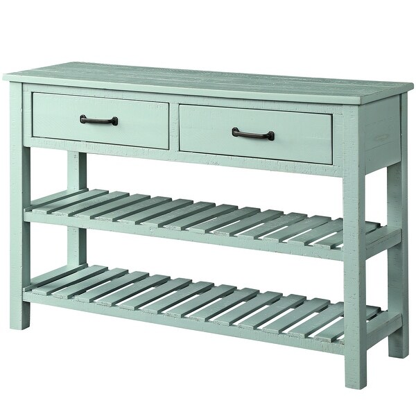 Nestfair Console Table with Drawers and 2 Tiers Shelves