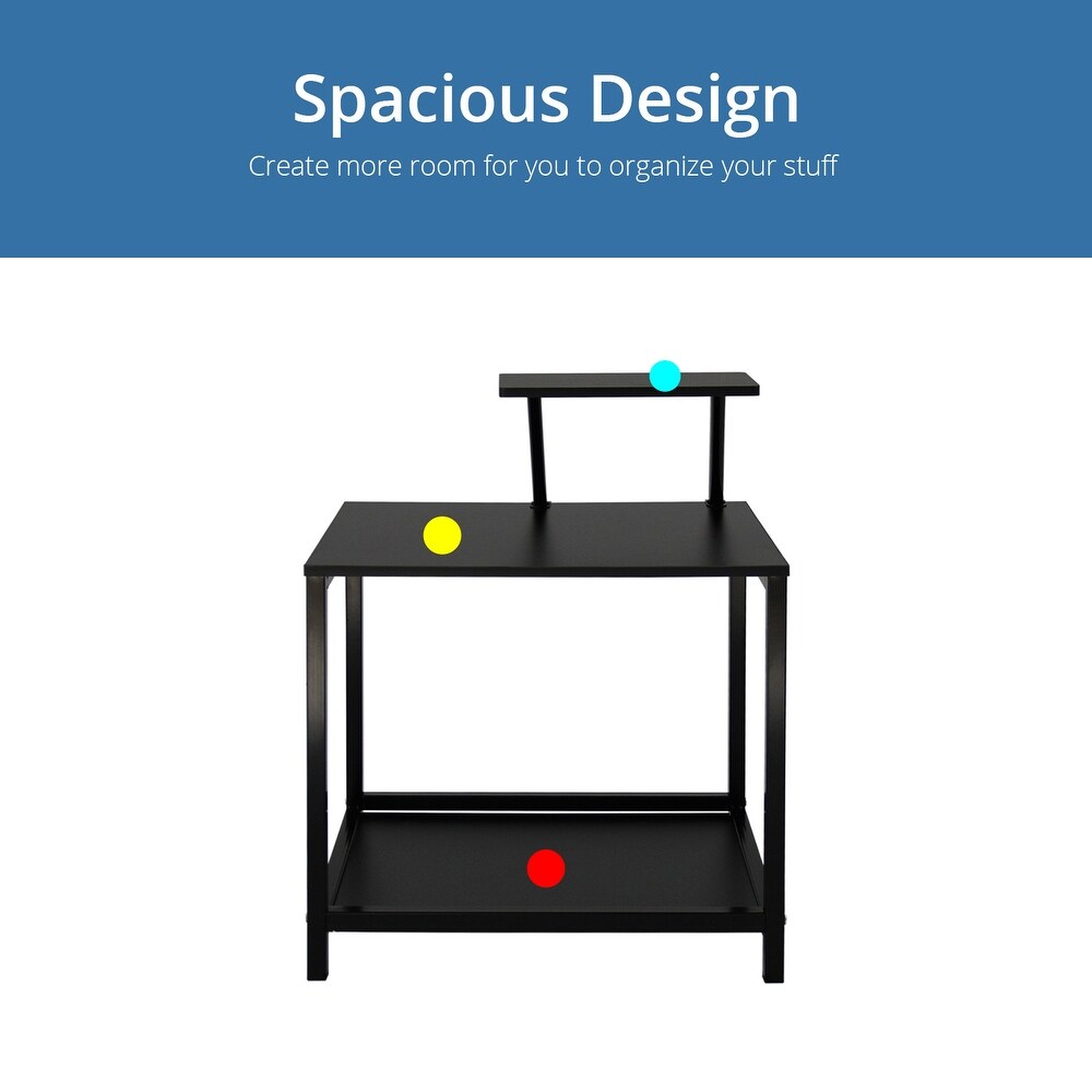 Modern Black Coffee Table with Adjustable Desktop Shelf