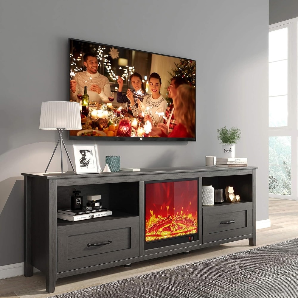 Built in Electric Fireplace with Remote Control for TV Stand