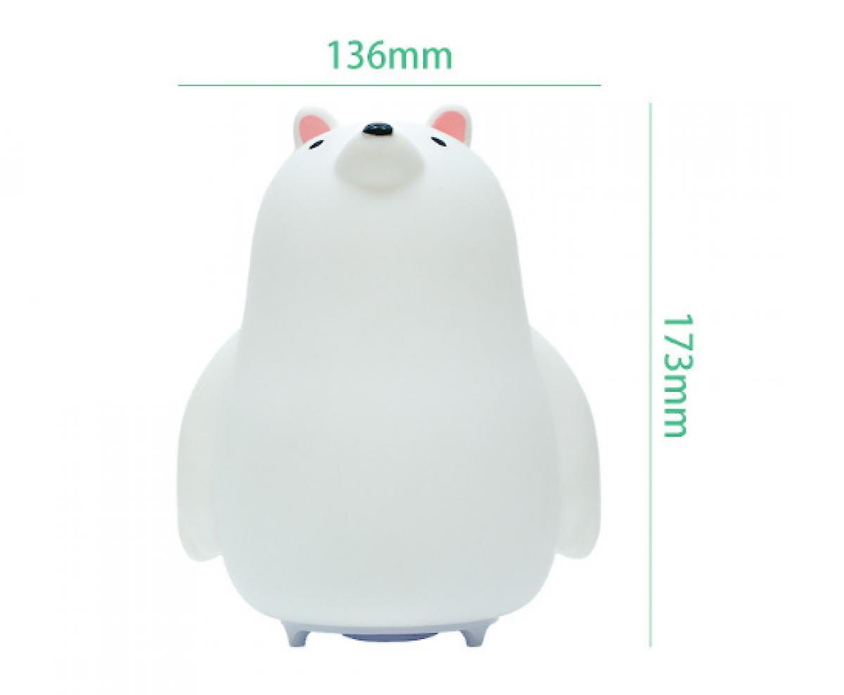 Adjustable Color Changing Led Night Light Little White Bear Silicone Cartoon Bedroom Night Light