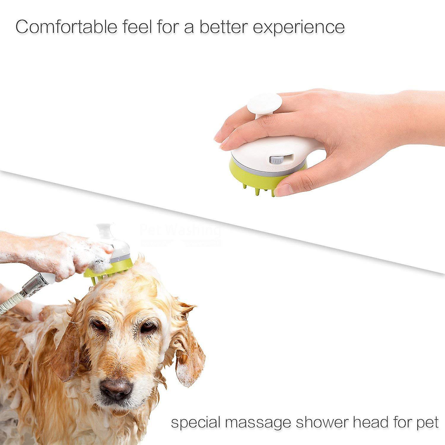 Pet Combing Shower Sprayer Water Sprinkler Brush For Dogs And Cats Handheld Grooming Shower Head With Soft Needles White